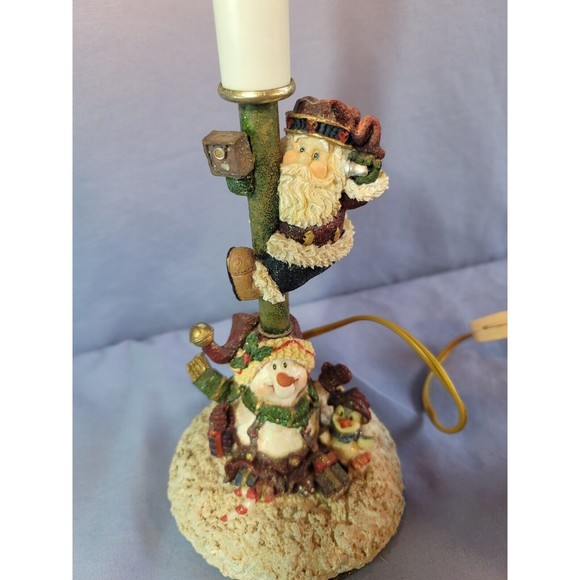 Christmas Table Desk Lamp w/Santa Claus & Snowman & Penguin Vintage 13''Tall - Picture 4 of 9